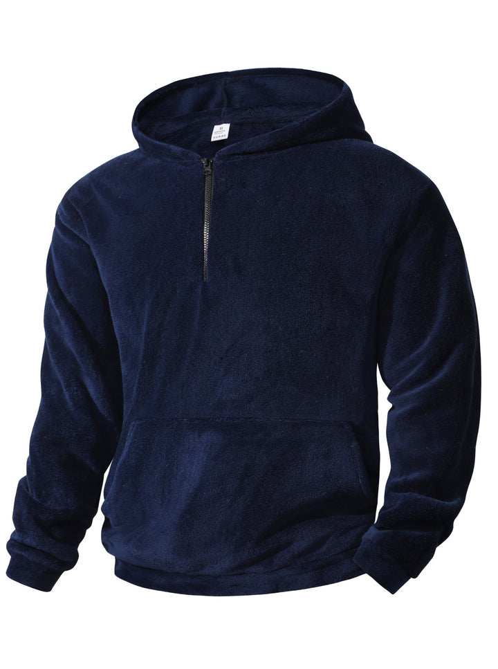 Men's Fleece Hoodie with innovative mid-length zipper Lune London