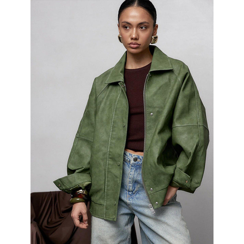 Oversized leather jacket for women Lune London