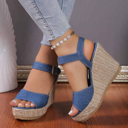 Ladies wedge with adjustable strap Lune London