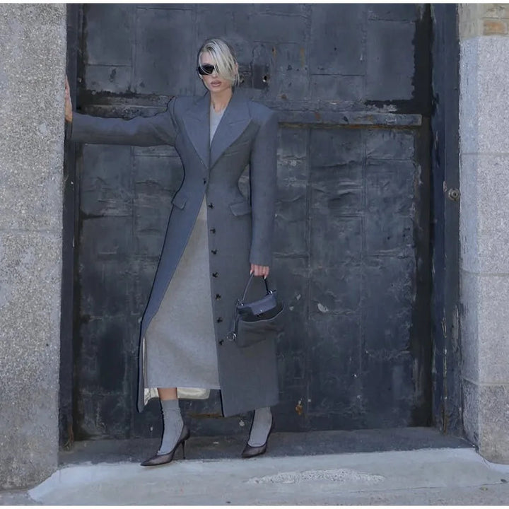 Wool coat for women with elegant cut and decorative button details Lune London