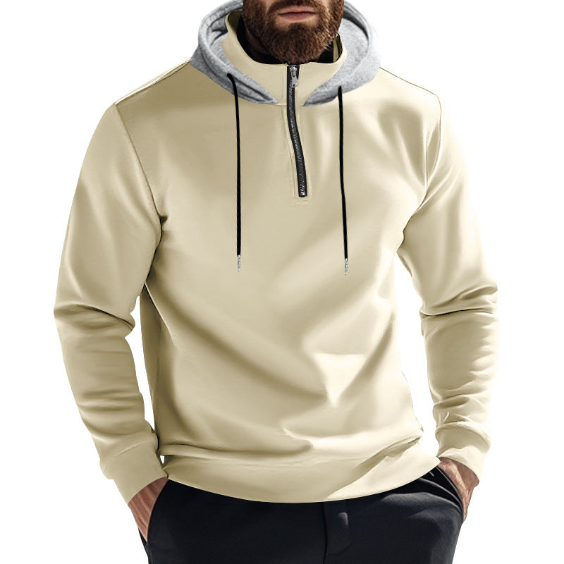 Men's sporty hoodie with half-zip and modern hood construction Lune London