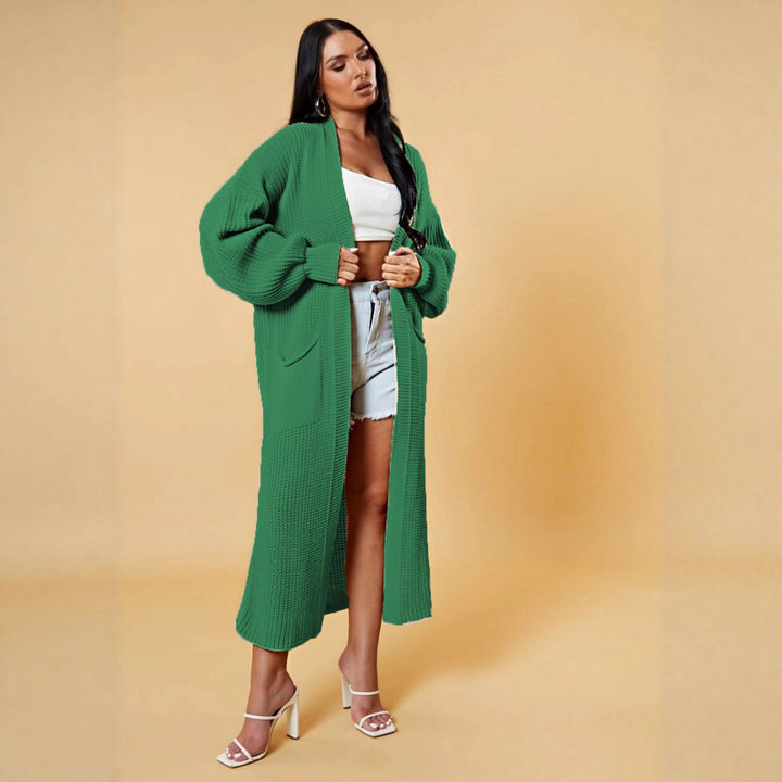 Cardigan long pour femmes en tricot avec design ouvert et poches pratiques Chic & Stil