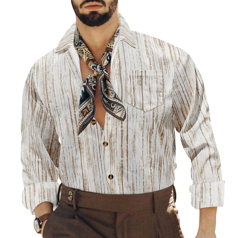 Men's long sleeve shirt with modern stripes and a chic and stylish appearance
