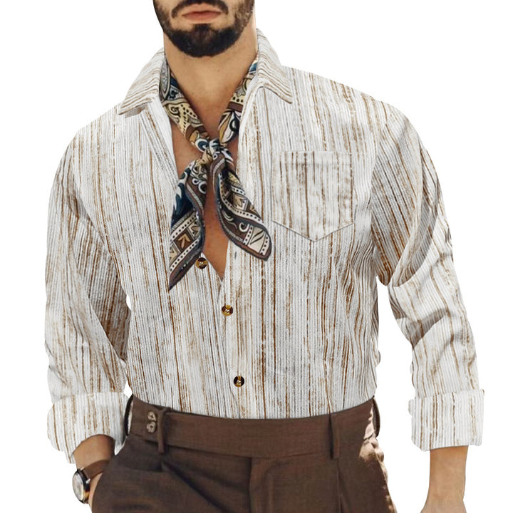 Men's long sleeve shirt with modern stripes and a chic and stylish appearance
