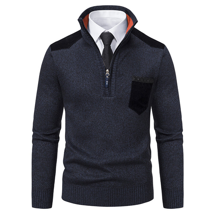 Trendy men's sweater with high collar and practical zip Lune London