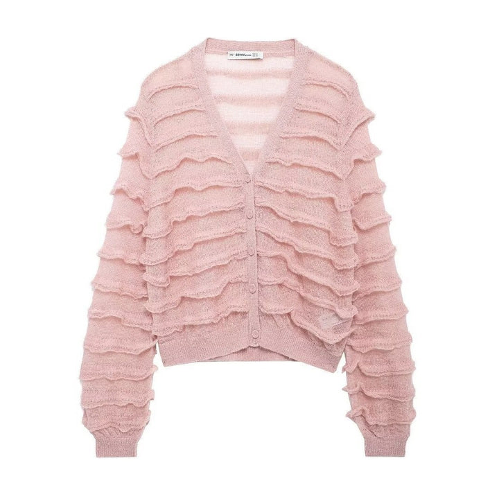 Cardigan pour femmes avec des détails de volants volumineux Chic & Stil