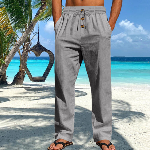 Lightweight beach pants for men with adjustable drawstring and practical side pockets Lune London