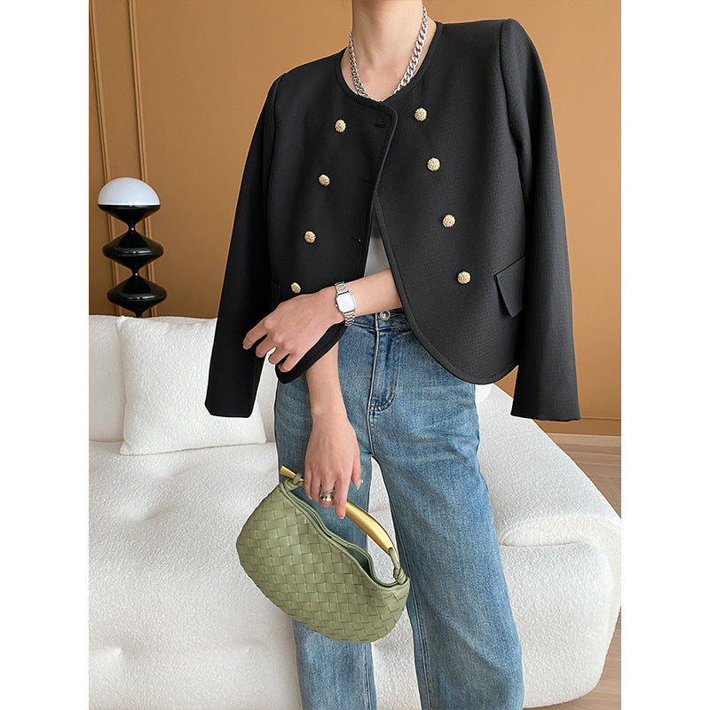 Ladies fashionable bouclé jacket with double button closure Chic & Stil