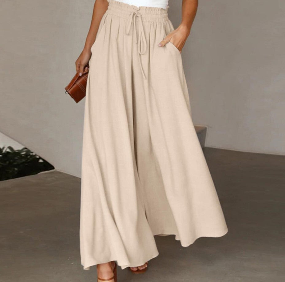 Wide-leg pants for women with elastic waistband and pockets Lune London