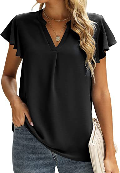 Ladies' blouse with gathered details and V-neck Chic und Stil
