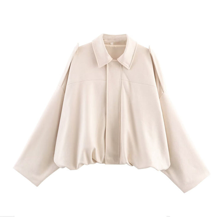 Ladies oversized suede jacket with a relaxed fit and practical shoulder details Lune London