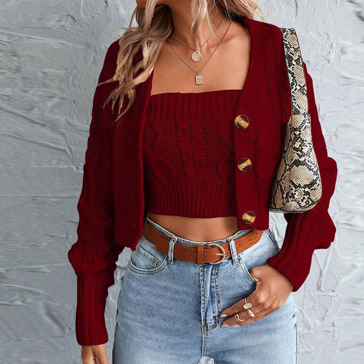 Knit jacket for women with structured design and button detail Lune London