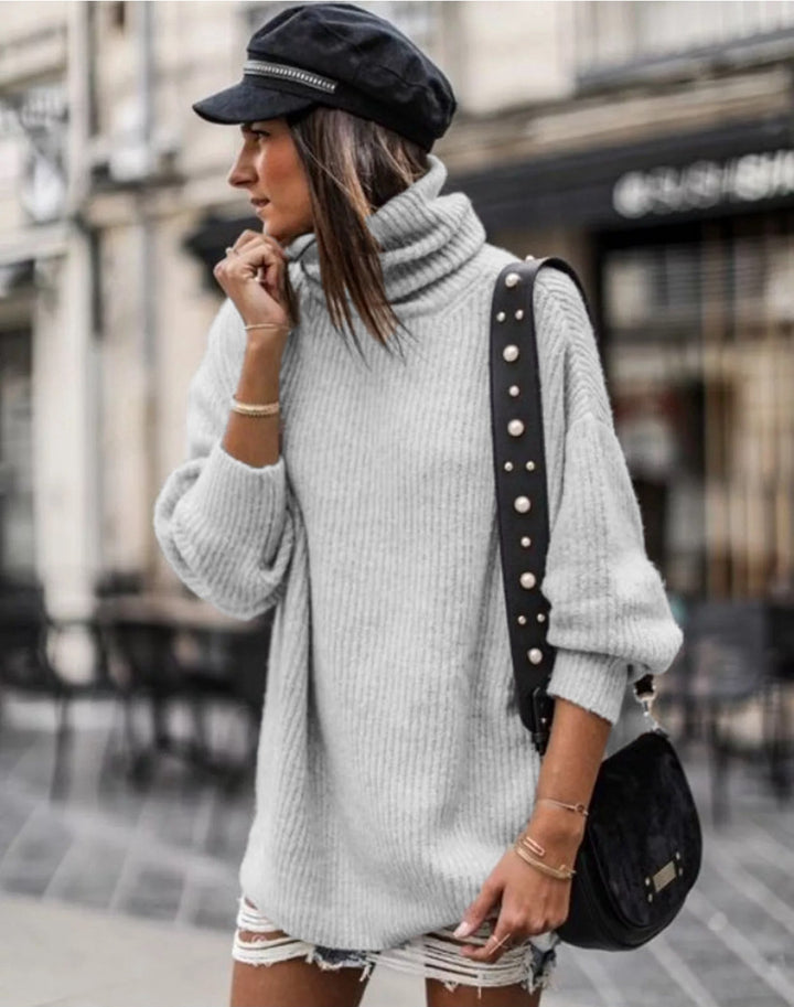 Chunky knit sweater for women with high collar and relaxed fit Lune London