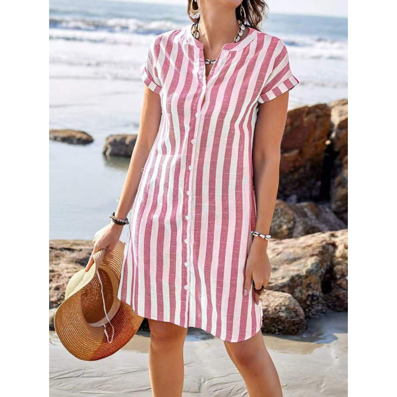 Striped shirt dress for women in light linen fabric Lune London
