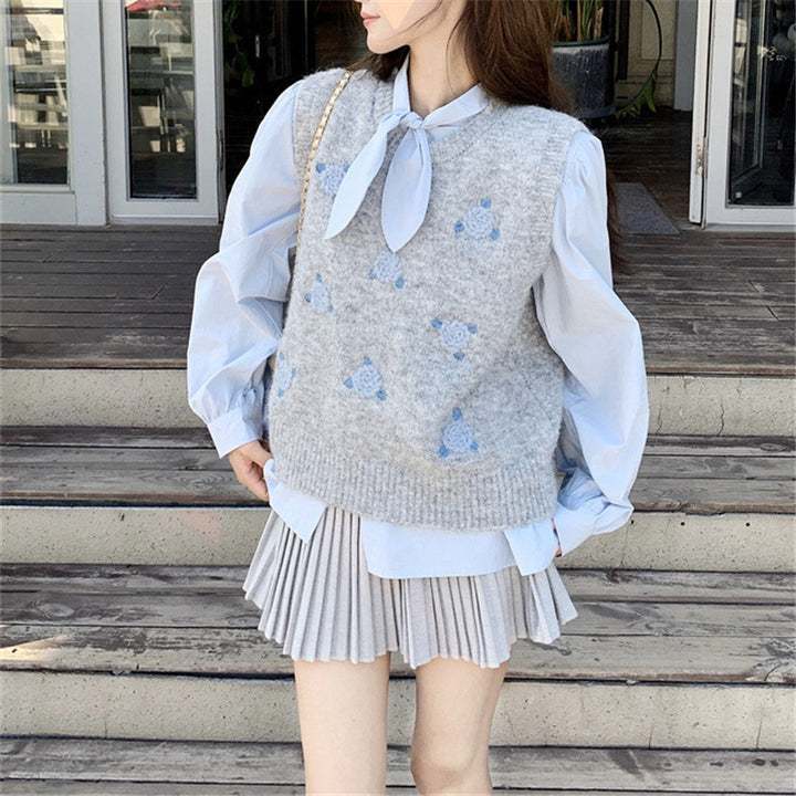 Ladies' knitted sweater with floral pattern Lune London