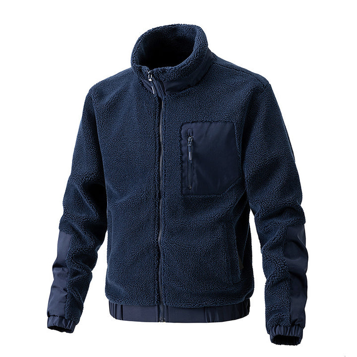 Fleece jacket for men with high collar and side zip pockets Lune London