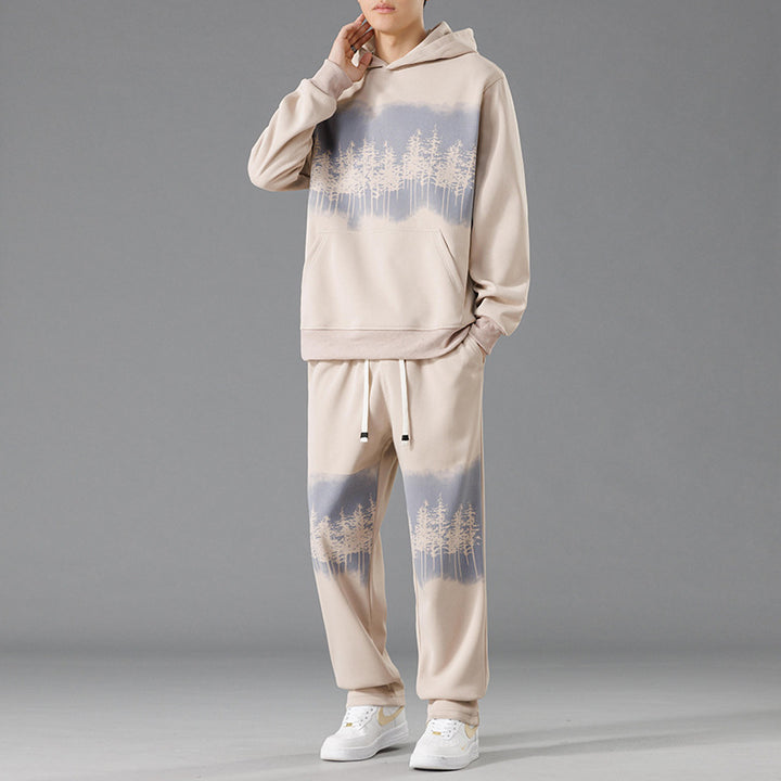 Casual lounge set for men with a relaxed fit and creative tree print Lune London