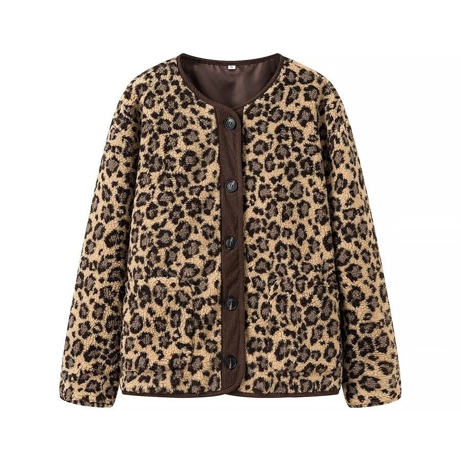 Veste en peluche à motif léopard pour femmes Chic & Stil