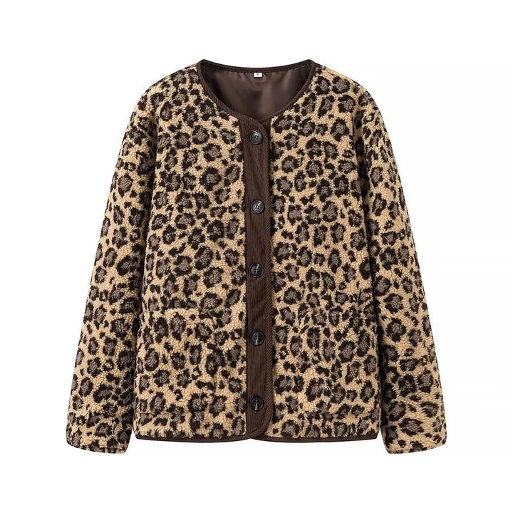 Veste en peluche à motif léopard pour femmes Chic & Stil