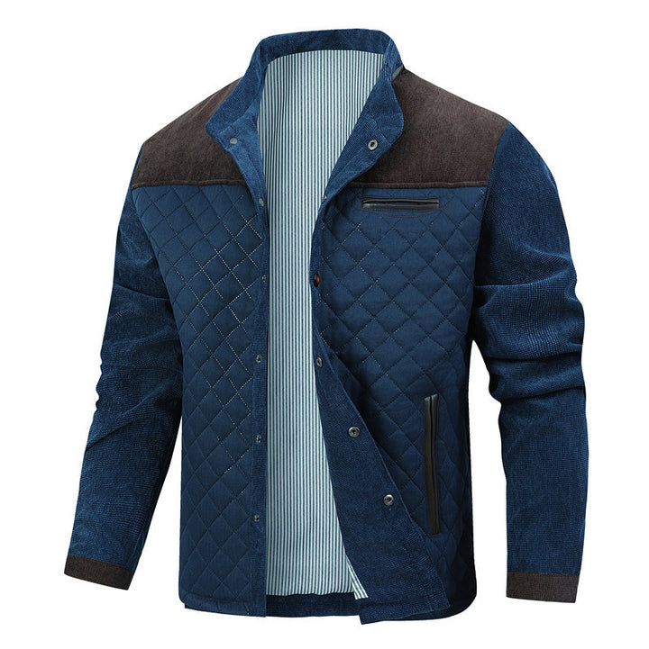 Quilted leisure jacket for men with brown suede accents Lune London