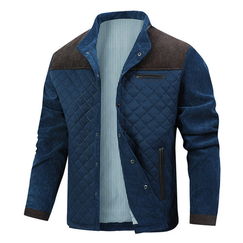 Quilted leisure jacket for men with brown suede accents Lune London