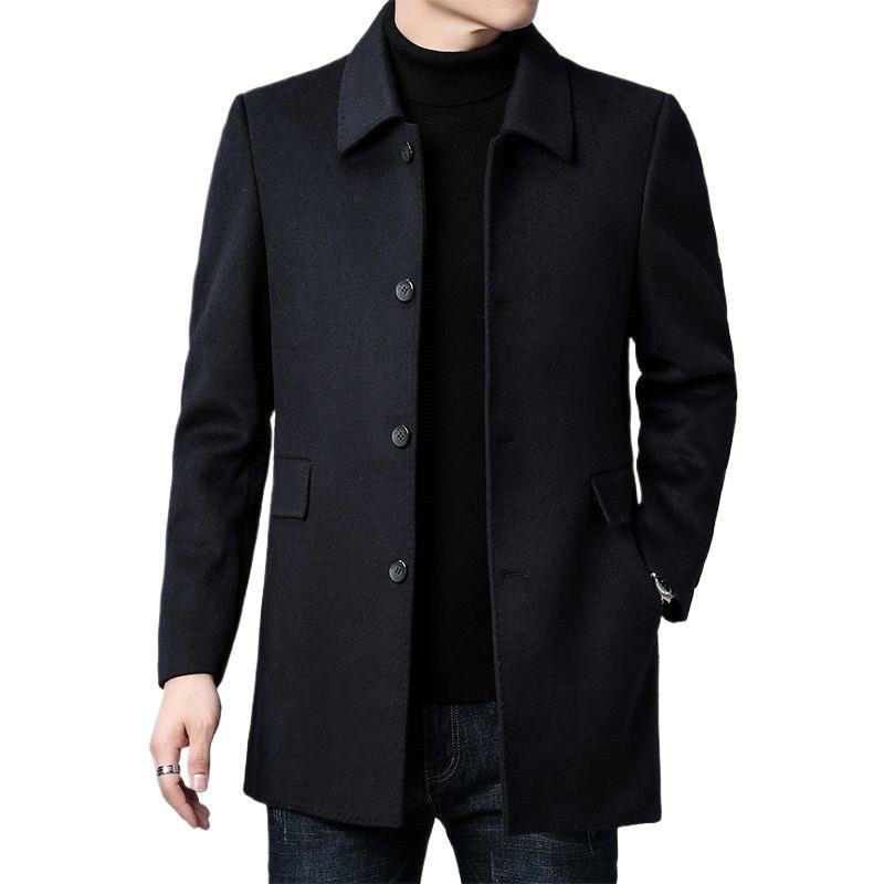 Elegant wool coat for men with textured fabric and classic cut Lune London