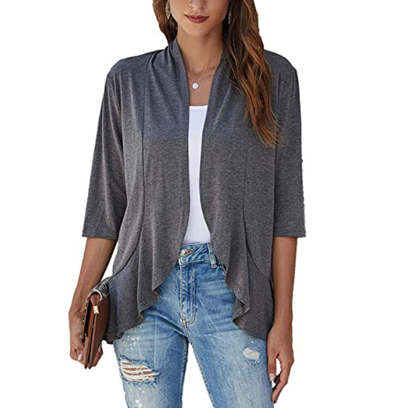 Women’s Light Chiffon Jacket with Open Fronts and 3/4 Sleeves Lune London