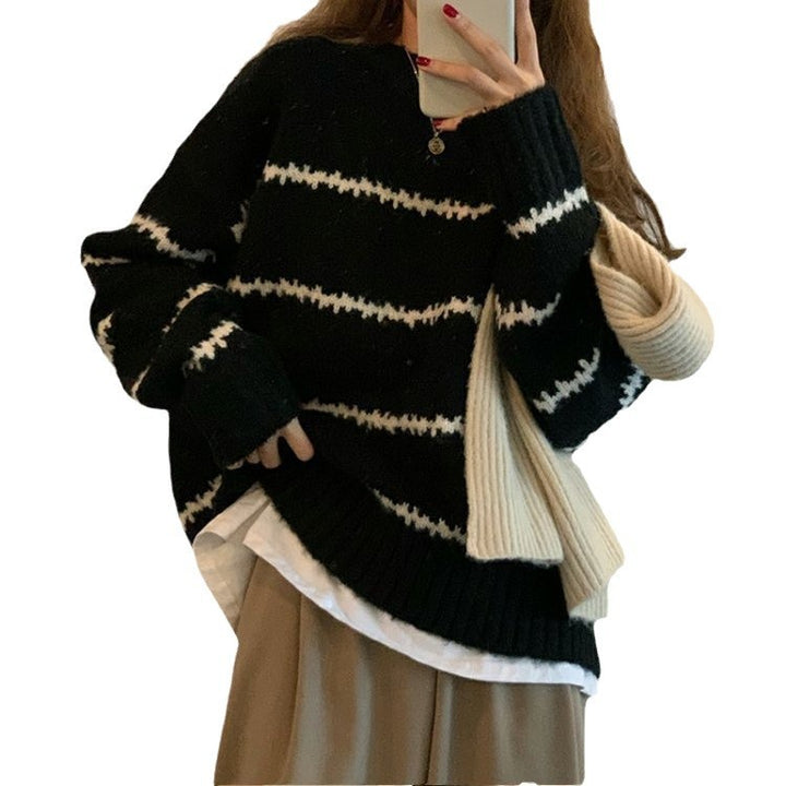 Pullover oversize pour femmes avec design rayé et tricot doux Chic & Stil