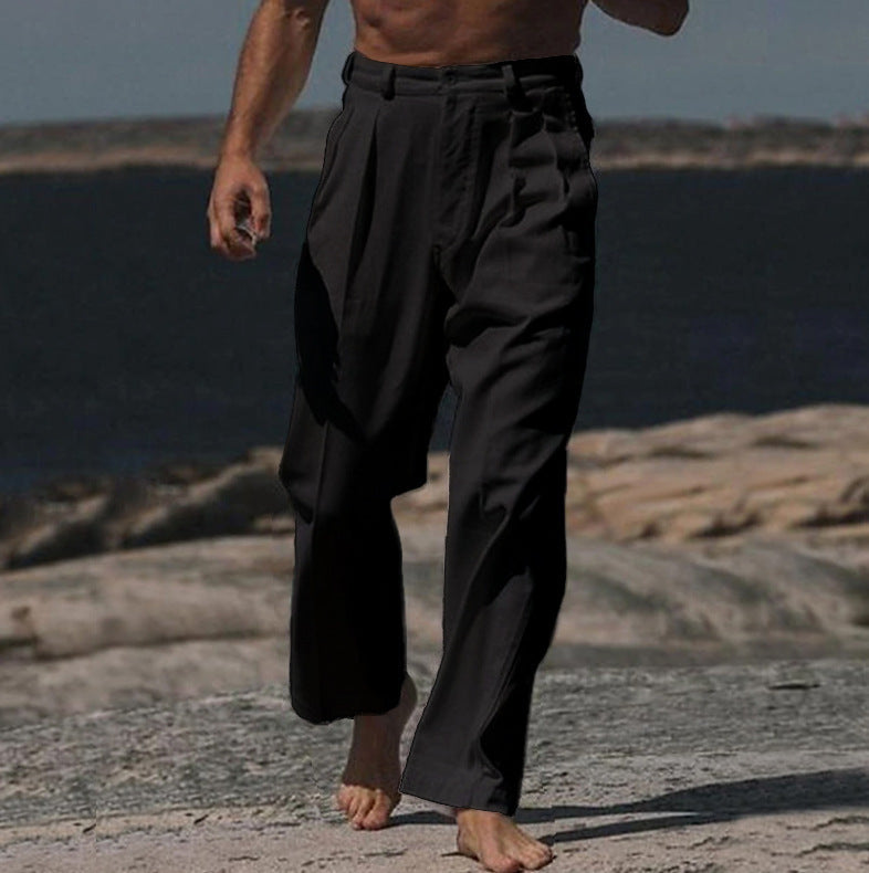 Pantalon en lin élégant pour hommes avec coupe large et grand confort de port Lune London