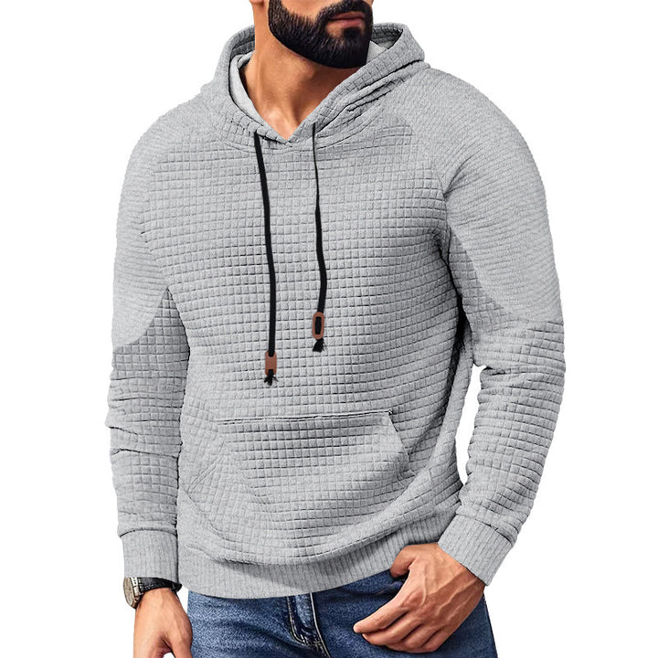 Men's trendy hooded sweatshirt with textured design and kangaroo pocket Lune London