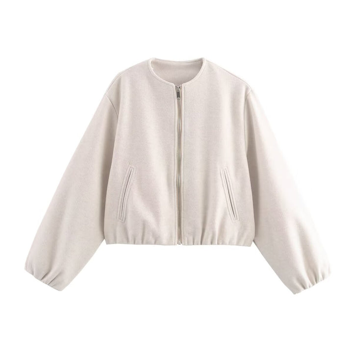 Short wool jacket for women with zipper Lune London