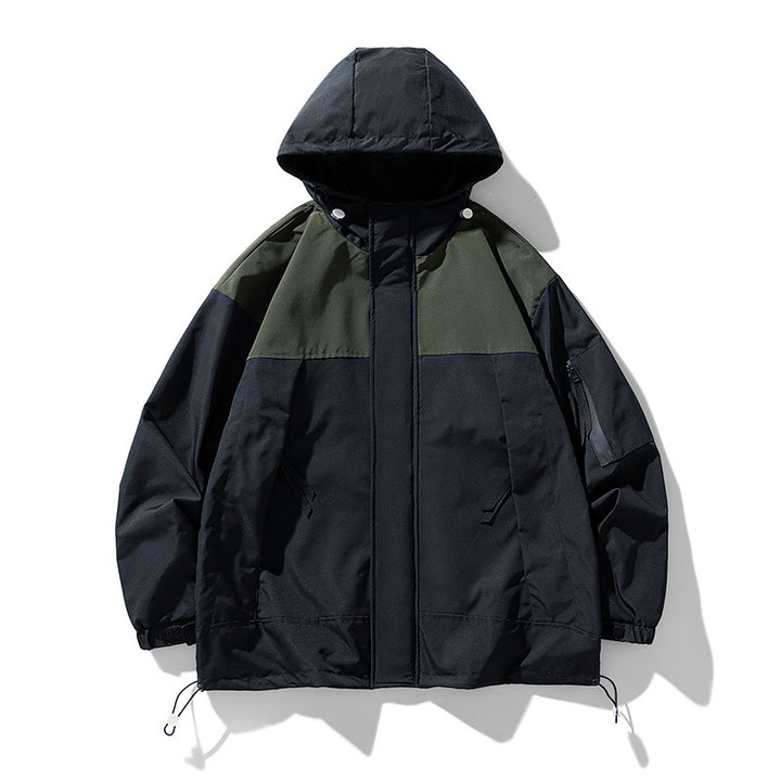 Functional jacket for men with innovative design of hood and breathable inserts Lune London