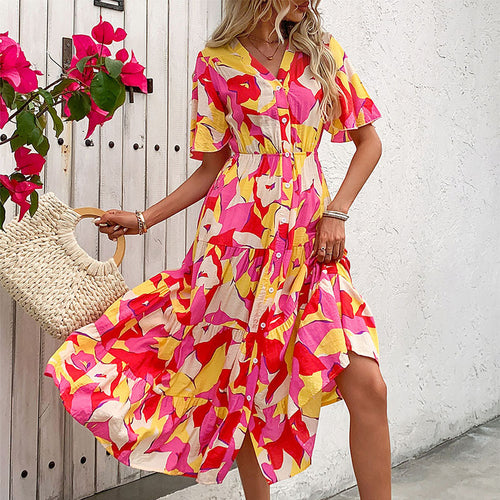 Lune London Floral Button Midi Dress for Women