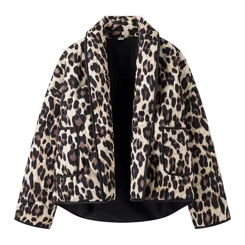 Women's leopard print bomber jacket with a stylish cut and practical pockets Lune London