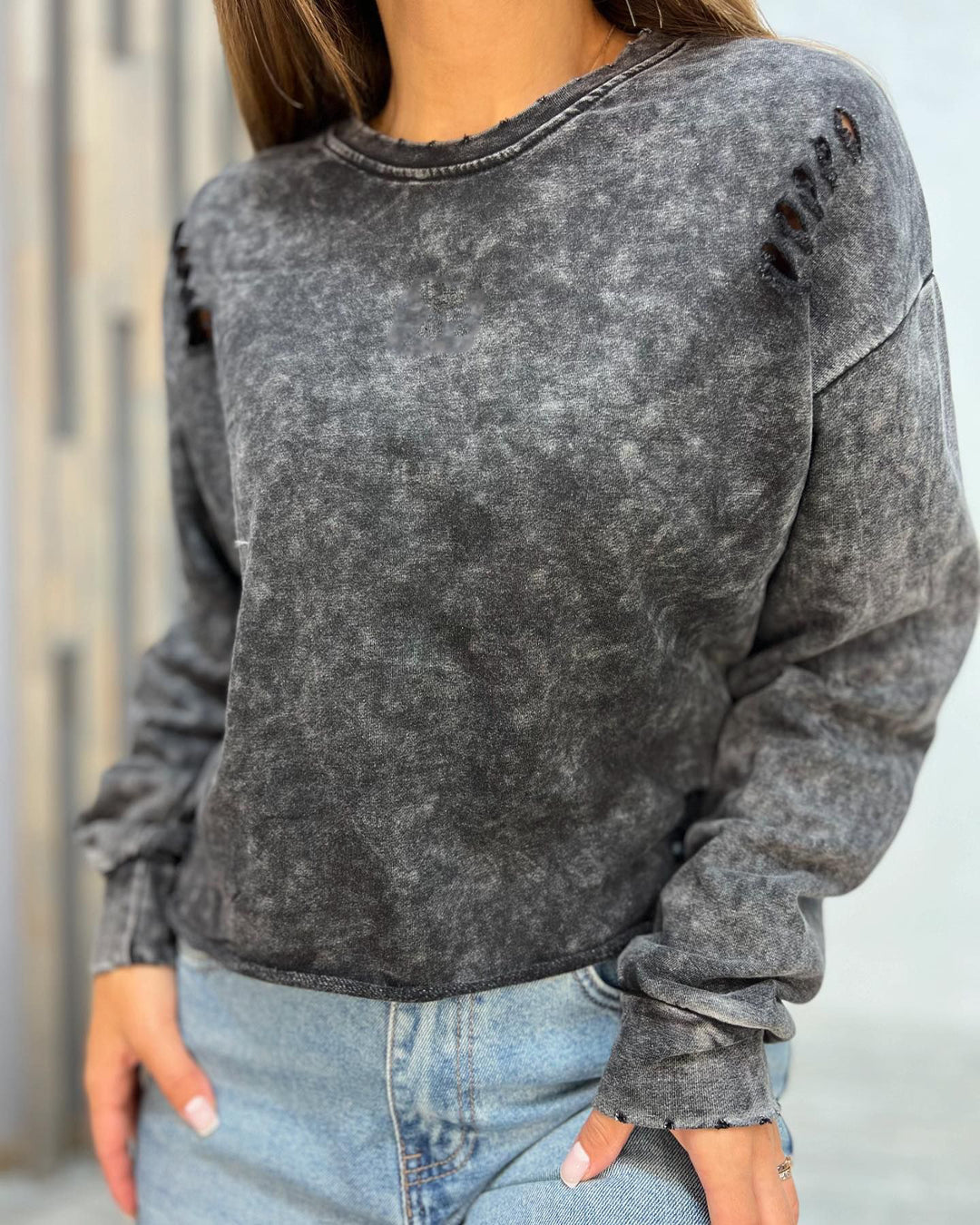 Ladies casual oversized sweater with trendy cutouts Lune London