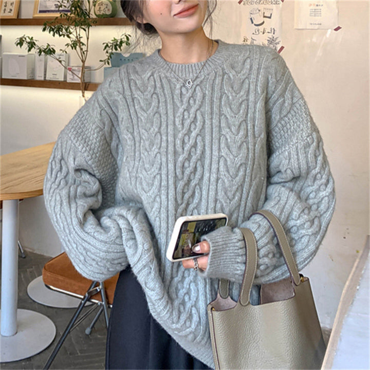 Pull femme en tricot épais avec motif en torsades et coupe décontractée Chic & Stil