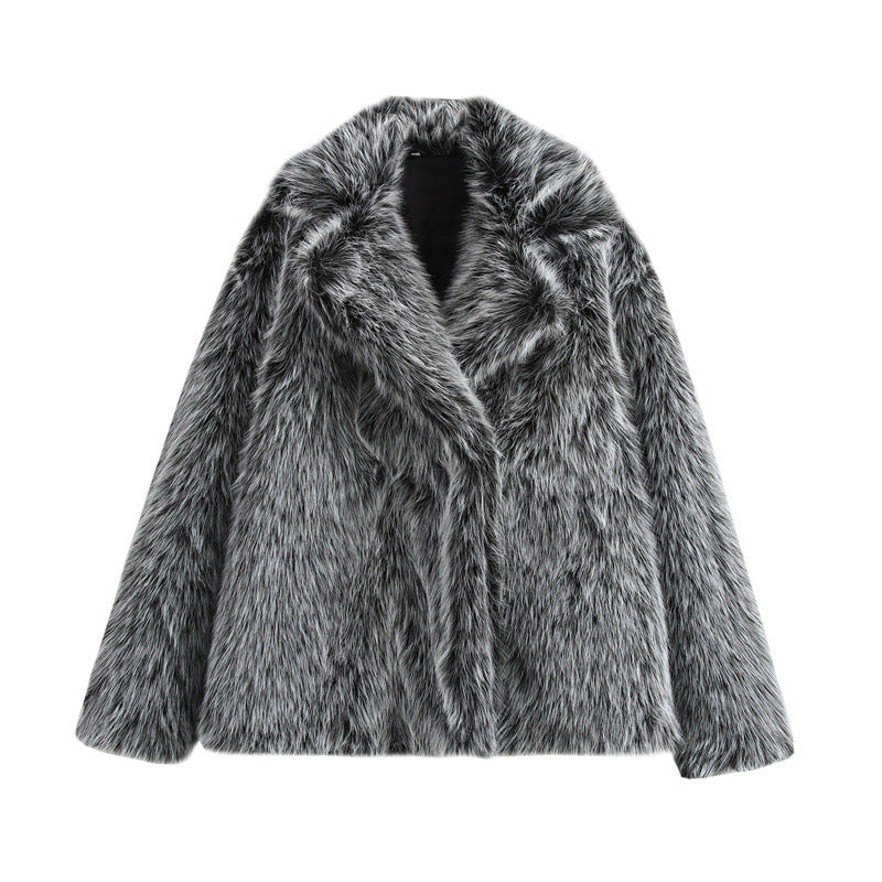 Ladies Cozy Faux Fur Jacket with Elegant Lapel Lune London