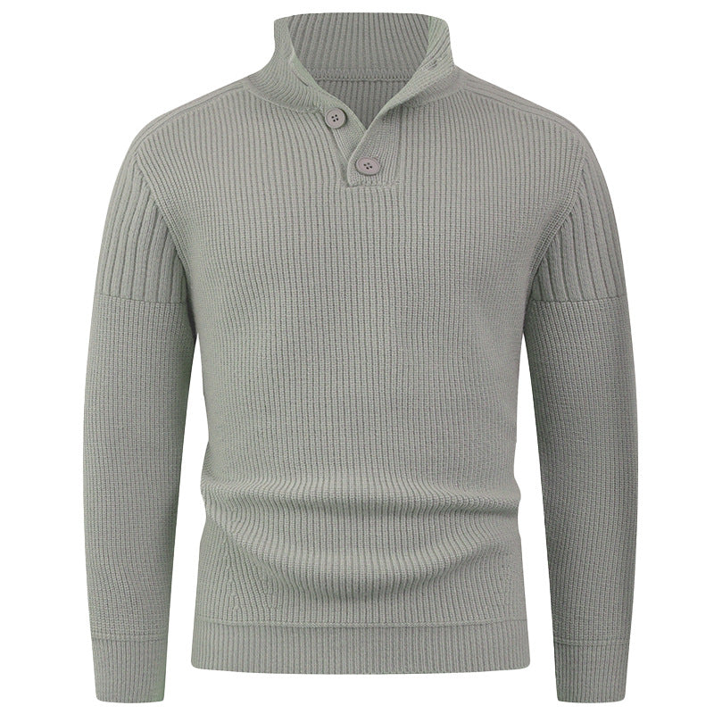 Men's knitted sweater with high collar and button details Lune London