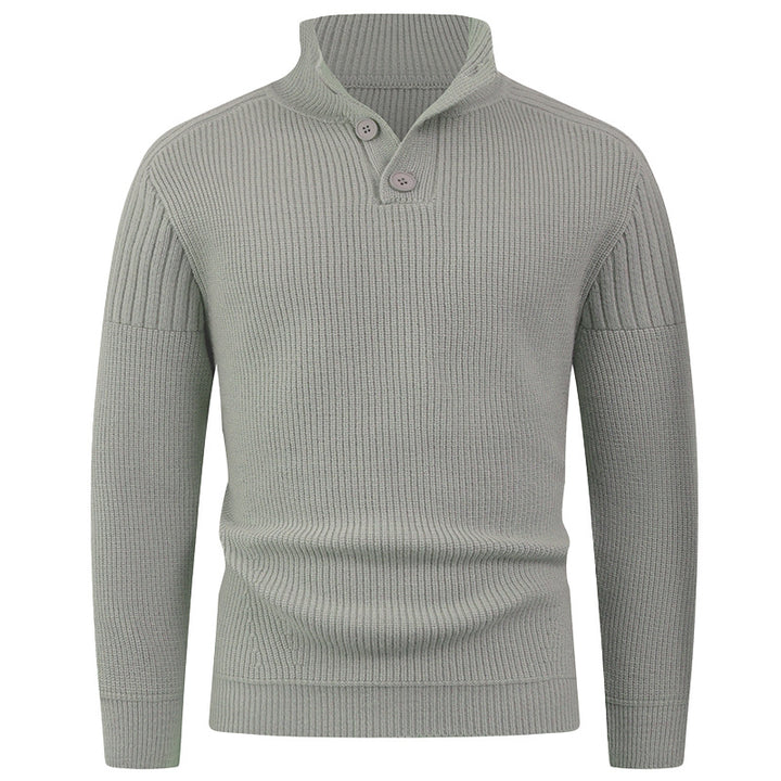 Men's knitted sweater with high collar and button details Lune London