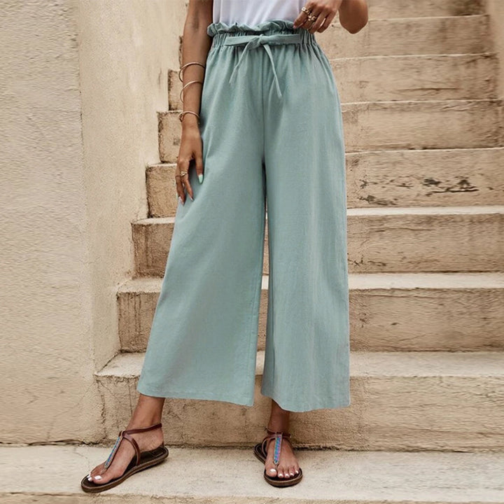 Women's Loose-Fitting Summer Pants with Elastic Waistband and Trendy Tied Belt Chic & Stil