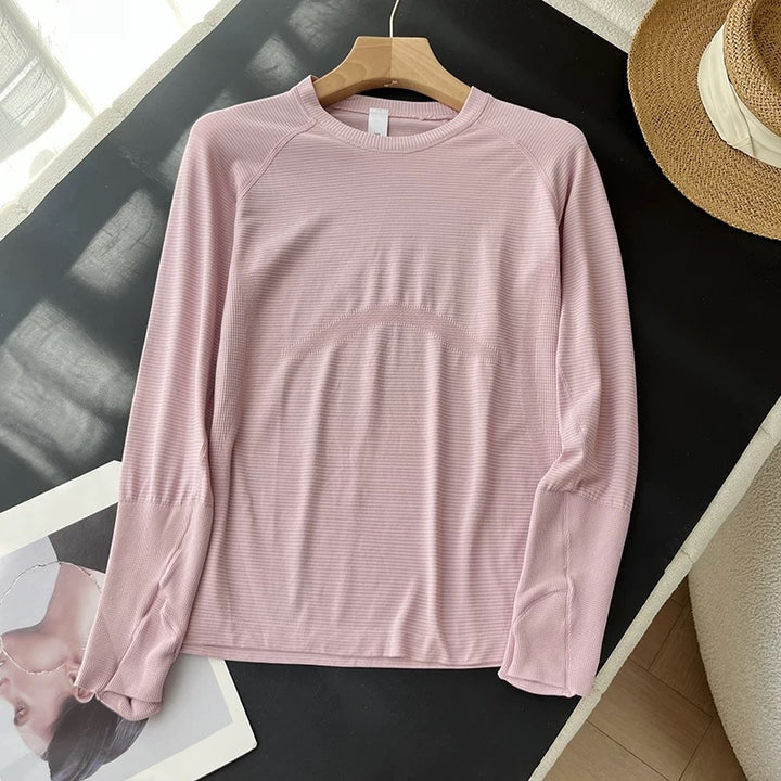 T-shirt de sport à manches longues respirant pour femmes avec gestion de l'humidité innovante Chic & Stil