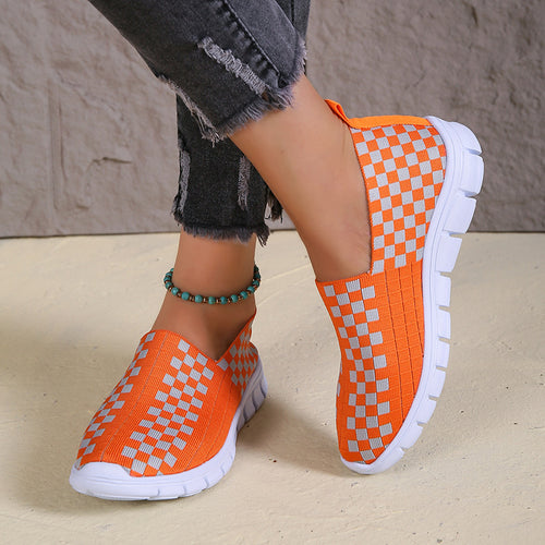 Women's slip-on sports shoes with a modern checkered pattern and a non-slip sole Lune London