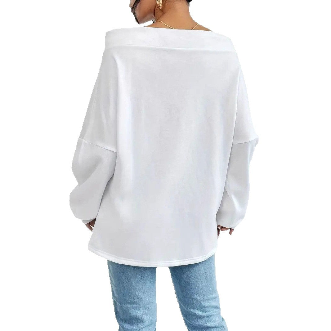 Casual sweatshirt for women with open shoulder part and cord Lune London