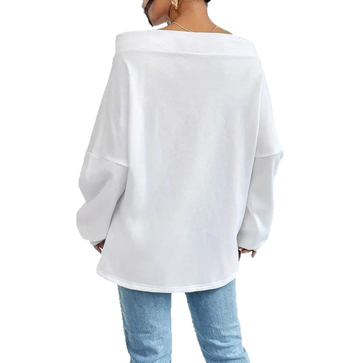Casual sweatshirt for women with open shoulder part and cord Lune London