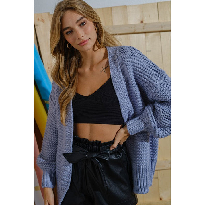 Ladies comfortable knitted vest with an open front design and a trendy structured pattern Lune London
