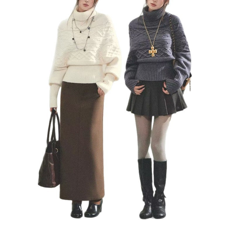 Pull en tricot pour femmes avec coupe oversized et col roulé Chic & Stil