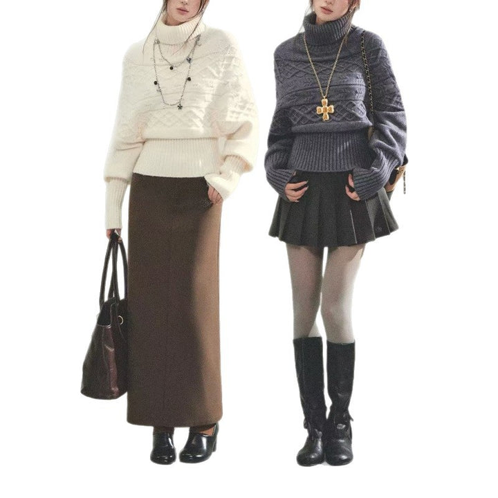 Pull en tricot pour femmes avec coupe oversized et col roulé Chic & Stil