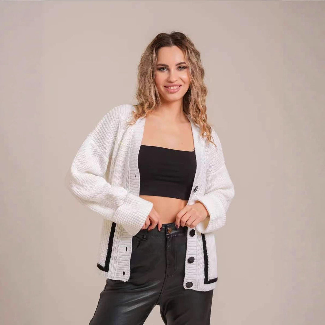Knitted vest for women with contrasting button details and a structured design Lune London