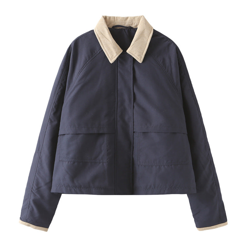 Quilted women's transitional jacket with contrast collar and practical pockets Lune London