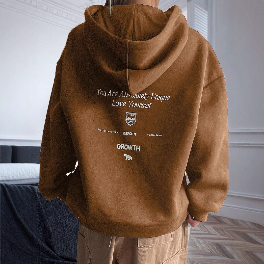 Sweat à capuche pour femmes avec lettrage motivant et coupe confortable Chic & Stil